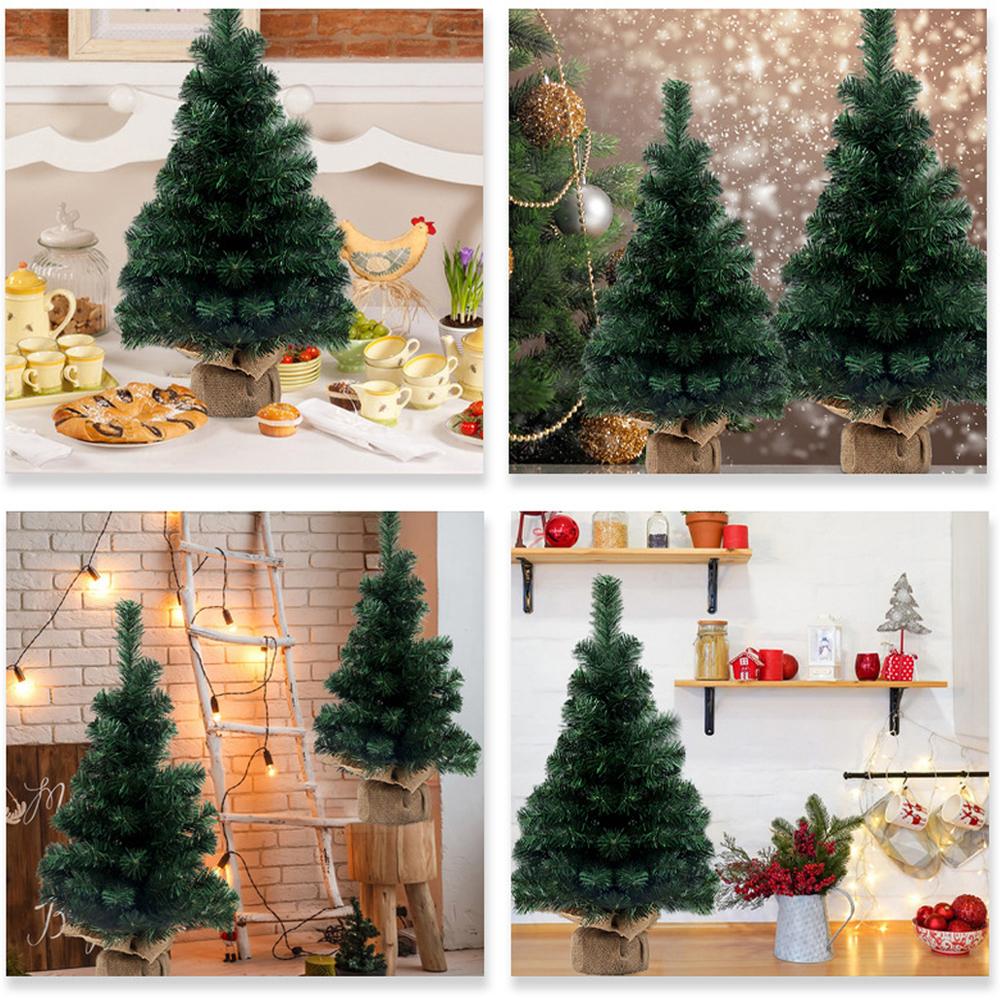 40/50cm Mini Christmas Trees Green With Linen Base Perfect Desktop Ornaments Store Window Displays Christmas Add Festive Touch