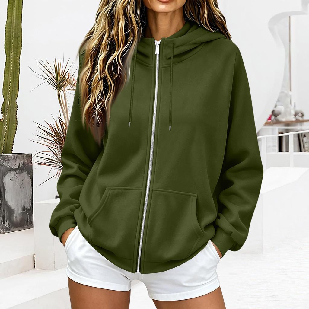 Women's Casual Zip-Up Hoodie Sweatshirt with Pockets