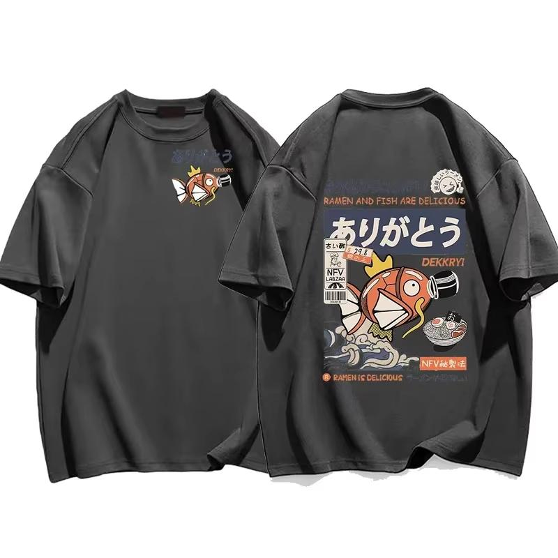 2025 Men T-shirts Intrage Japan Kanji Cartoon T-shirt Fun Graphics Kawaii Clothing Streetwear Peach Khaki Top Large Harajuku Top