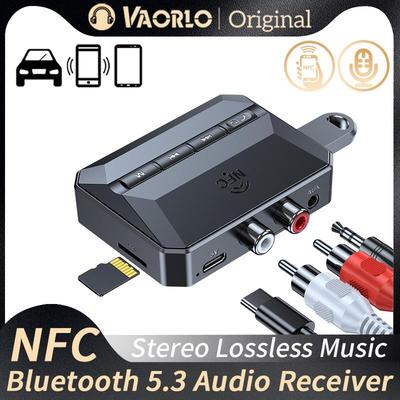 NFC Bluetooth 5.3 Audioempfänger RCA 3,5 mm AUX USB Wireless Adapter mit Mikrofonunterstützung U-Disk/TF-Karte Wiedergabe für Car Kit Lautsprecher
