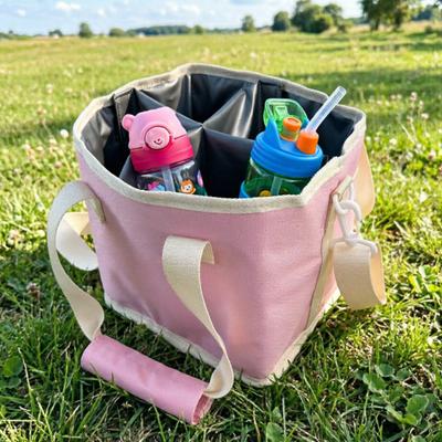 Insulated Drink Carrier Bag, 4 Compartment Tumbler Carrier Caddy, Family Size Drink Bag with Adjustable Shoulder Strap, Drink Caddy Tote