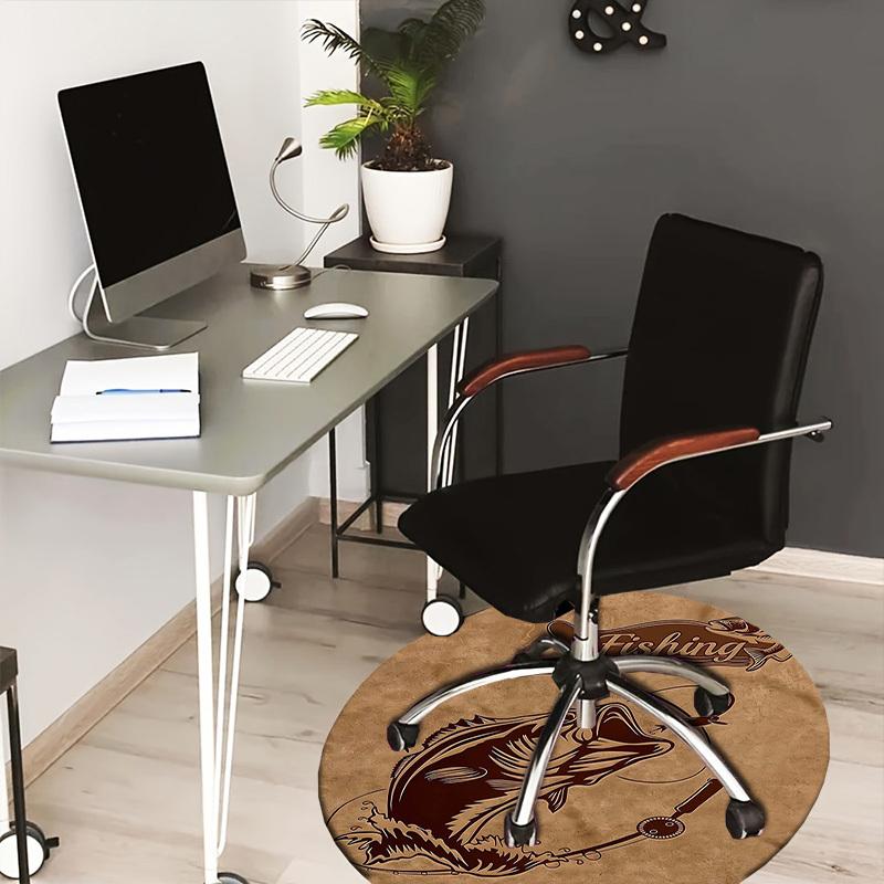 

1PC Fishing Non-Slip Floor Round carpet, Office, family, bedroom, Large Area Rug Indoor Rugs, Durable PolyesterH0319 80cm by 80cm