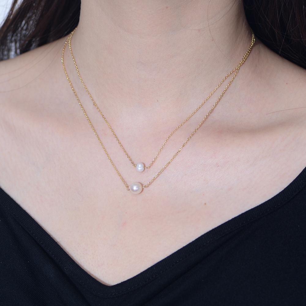 Fashion Jewelry 925 Sterling Silver Pearl Necklaces Natural Freshwater Pearls Double Layer Chain Gold Plated Necklaces for Women