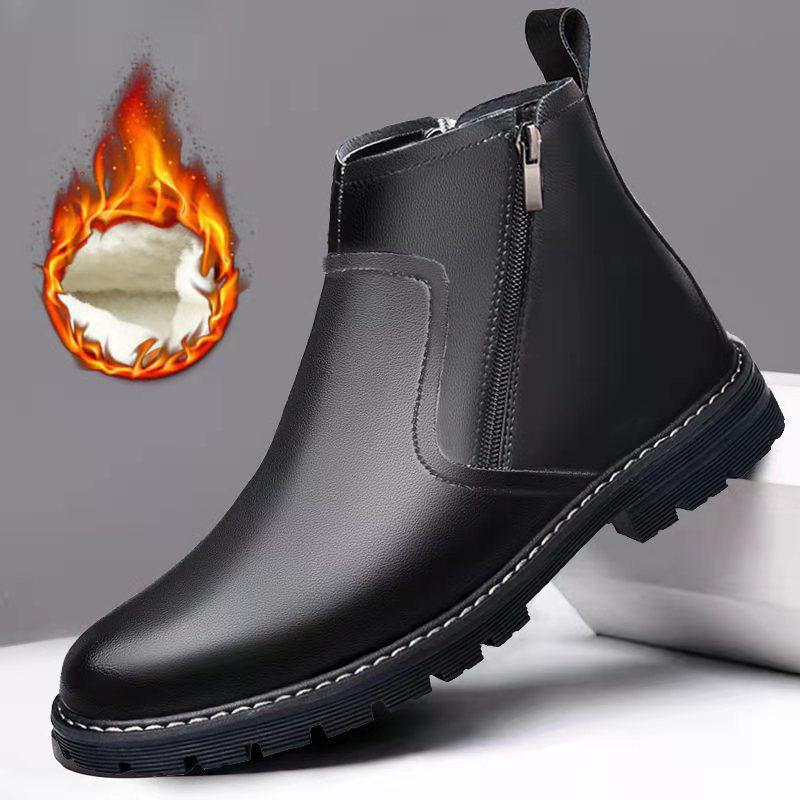 2023 Autumn Men's High-Top Boots: All-Match European Style Zipper Martin Boots, Casual Korean Version
