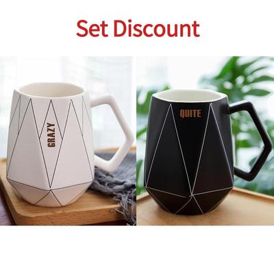 450 ml Becher, kreativer Polygon-Keramikbecher, Büro-Wasserbecher, Kaffee-Milch-Wasserbecher, 1–2 Stück erhältlich