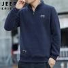 JEEP SPIRIT Men's Half-Zip Stand Collar Sweatshirt