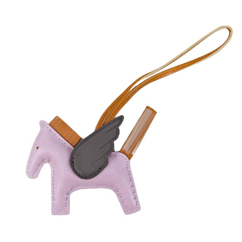 Håndsømmet Ekte Skinn Pony Veskeanheng - Søtt Lammeskinn Flygende Hest Design