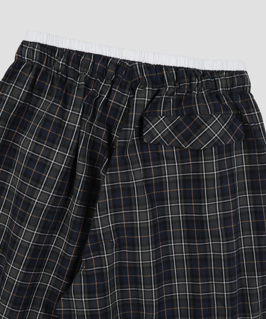 Beodeonteu Check Layered Single-Pleat Wide Pants [Green]