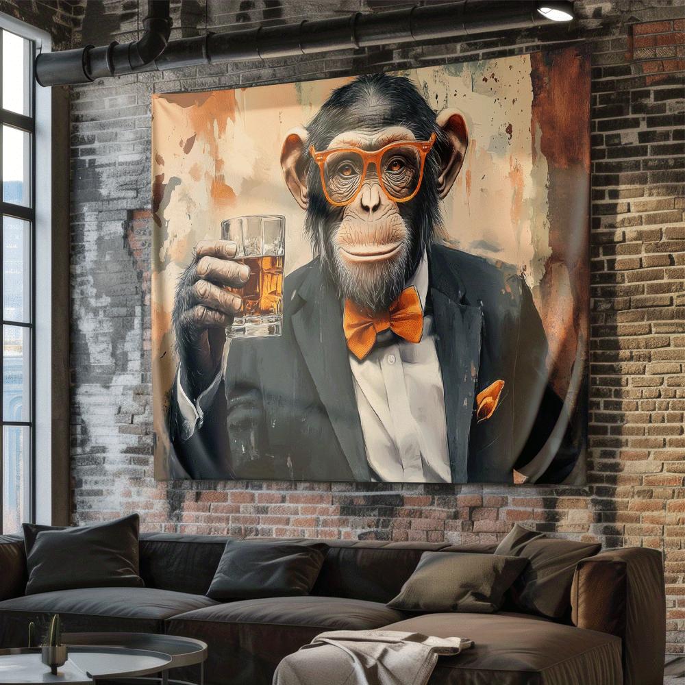Gracieus pak aap Digitale print polyester wandkleed geschikt voor gebruik in woonkamers slaapkamers kantoren bars en feesten