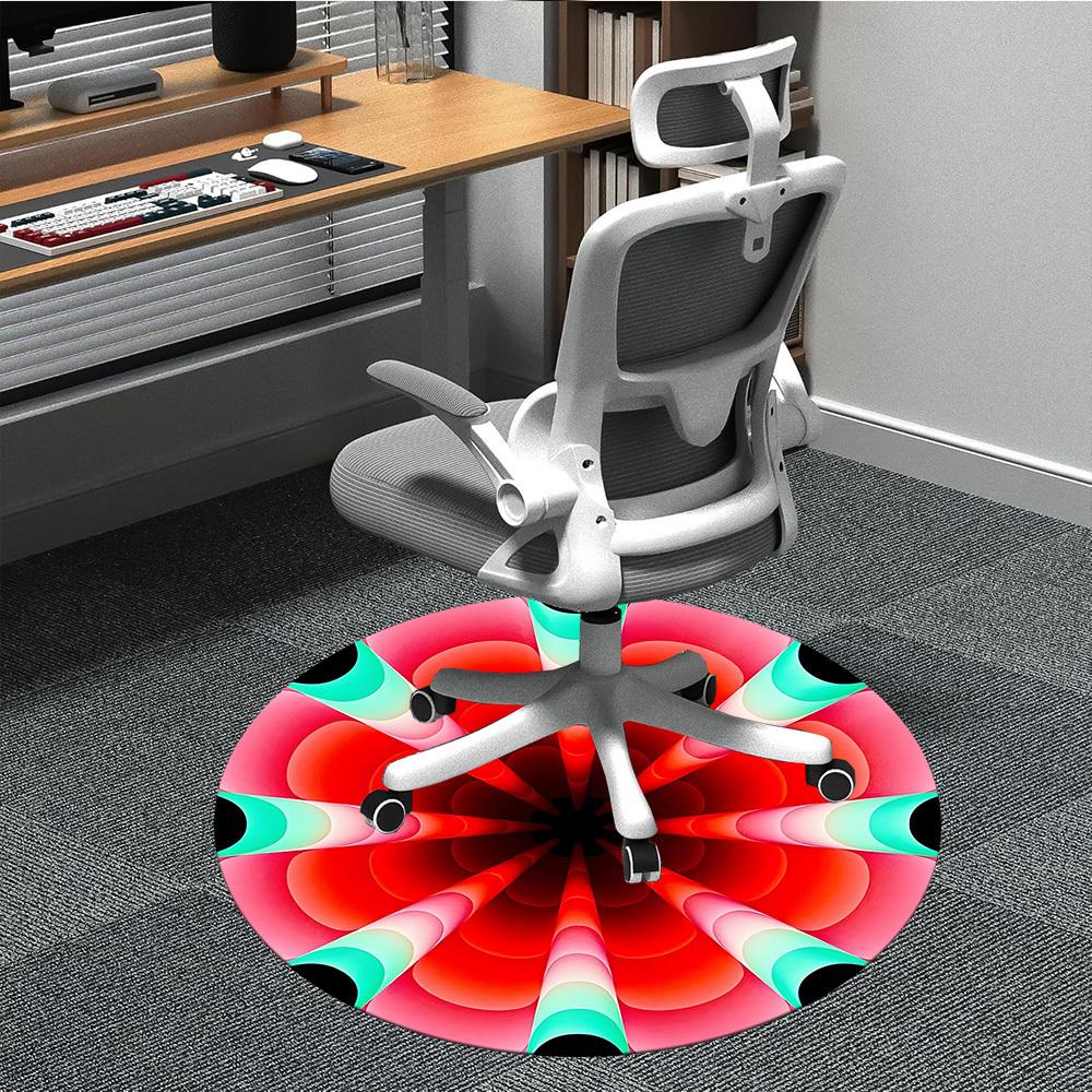 1pc Kaleidoscope Pattern Carpet, Round Non Slip Durable Large Size Office Carpet, Suitable for Office