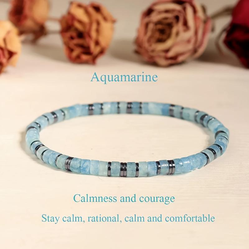 Fashion Natural Aquamarine Bracelet - Elegant Minimalist Blue Gemstone, Perfect for Daily Casual Korean Style Outfits