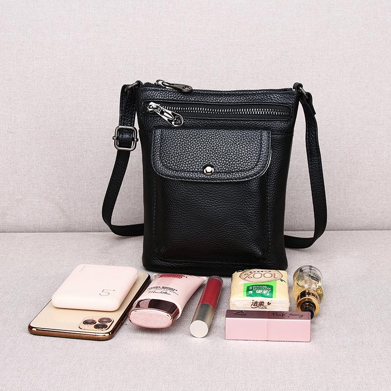 Mobile Phone Bag Female Messenger Leather Versatile First Layer Cowhide Spring And Summer Multi-Layer Small Satchel Mini Small Bag