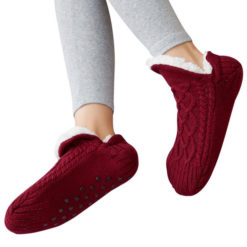 Indoor Winter Floor Socks Women Men Slippers Socks Home Bedroom Sleeping Socks Non-Slip Knitted Fleece Warm Carpet Couple Socks