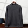 Men's Slim Fit Autumn Cable Knit Pullover Sweater - Korean Style Semi-High Neck Cashmere Shirt