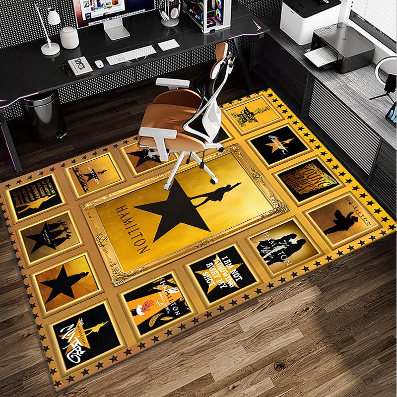 Star Hamilton Art Office Rug Chair Mat, Game Carpet, Suitable for Front Door, Bedroom, Living Room, Desk, Holiday Gift