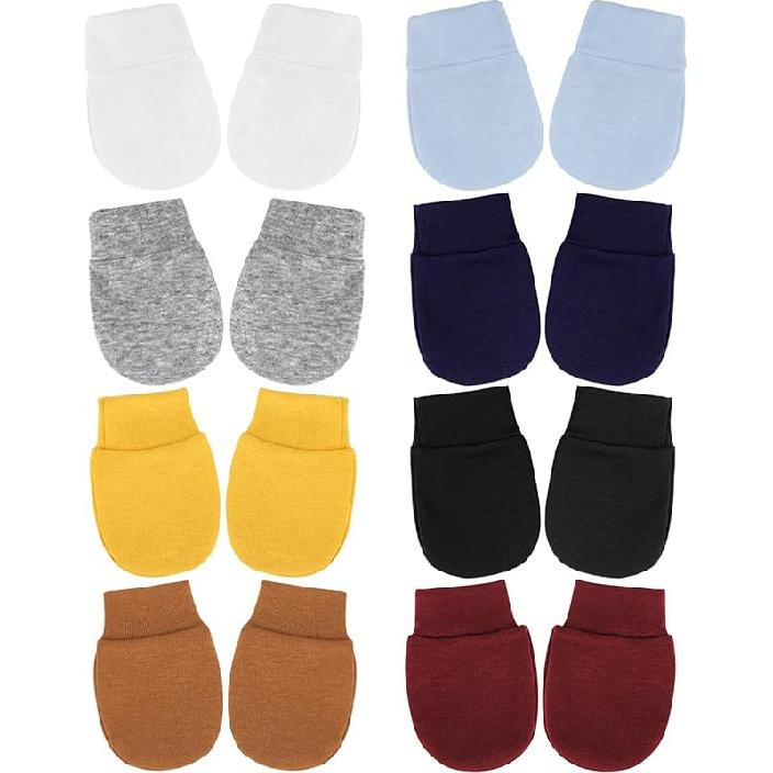 BQUBO Newborn Infant Toddler Mittens No Scratch Cotton Elastic Wrist Gloves Hypoallergenic for 0-6 Months Baby Boys Girls