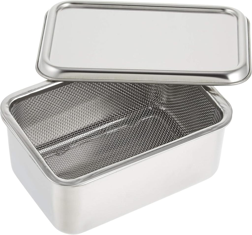 Kanda Storage Container, Yogurt Drainer Tray, Made in Japan (Tsubame-Sanjo), Stainless Steel, 038059