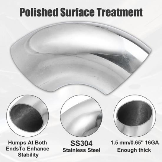 Universal  OD 2 inch 90 Degree Mandrel Bend Elbow Bend Exhaust Tube Pack of 2