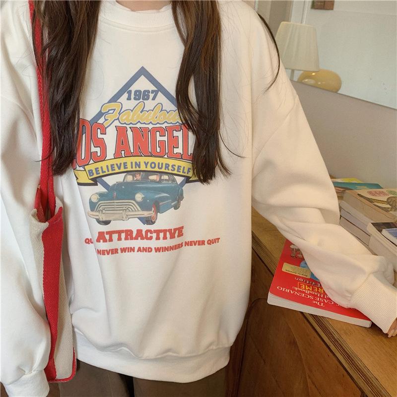 Sleeve O Neck Long Women Loose Pullovers Female Tops Solid Color Sweatshirts