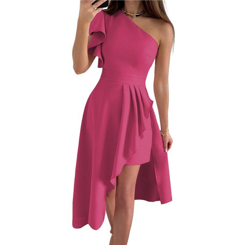 American Shiying High-Grade off-Shoulder Dress Women 2025 Summer New Sexy Side Slit High Waist Short Dress