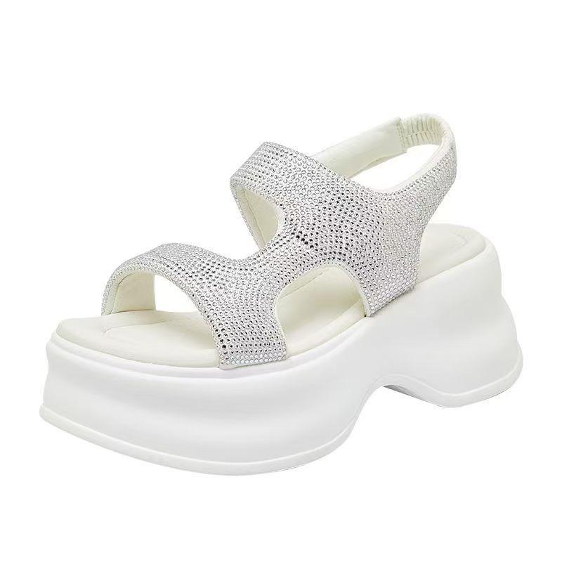 Thick-soled Rhinestone Sandals Women's Summer New Muffin Shoes, Fashionable and Versatile Women's Shoes