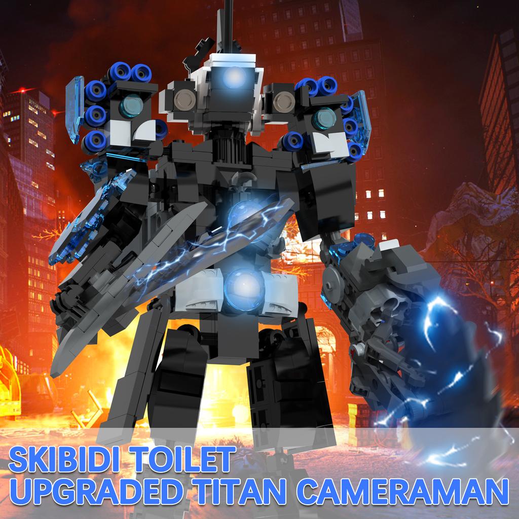 Skibidi Toilet Upgraded Cameramen Building Sets Cameramen Holding Sword and Buzzsaw Fun Meme Character Skibidi Toy Creative