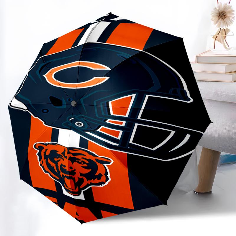 Printed Chicago Bears logo Folding Umbrella,Outdoor,Leisure,And Travel Umbrella,Durable Umbrella Fabric,Birthday And Holiday Gift