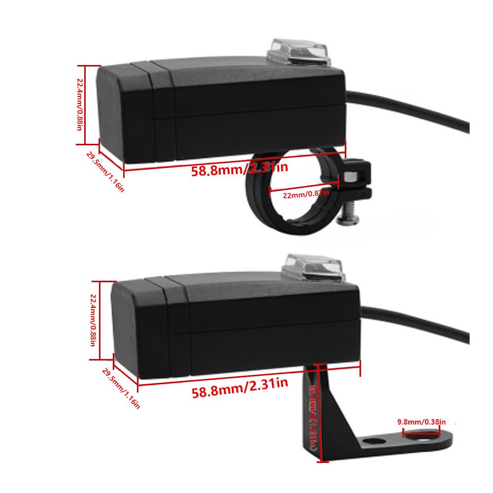 12 24V Universal Motorcycle Mobile Phone Charger with Switch Dual USB QC3.0 Fast Charge