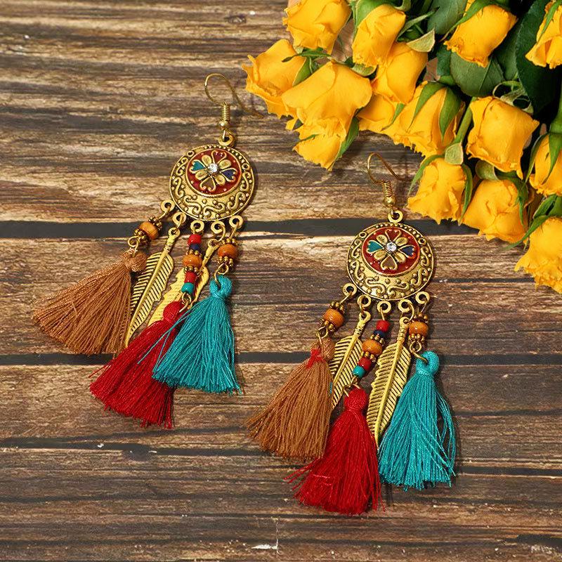 Bohemian Ethnic Tassel Earrings - Tribal Style for Holiday Travel Photography