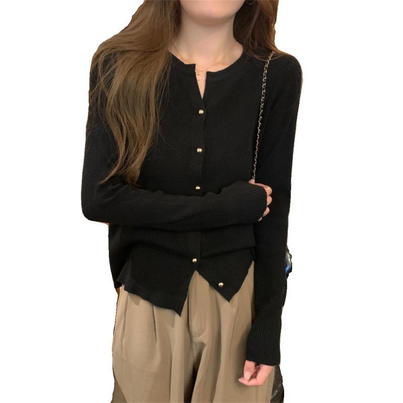 Cardigan in Maglia Fine KANING con Scollo a V e Maniche Lunghe da Donna - Maglione Autunno 2025