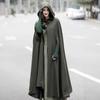 Womens Oversized Hooded Cape Coat In Wool Blend Longline Batwing Sleeve Streetwear Outerwear 5 Colors