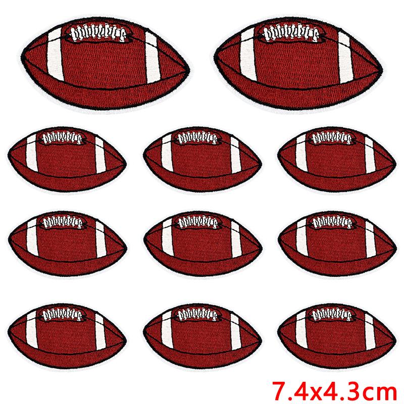 10pcs Cartoon Iron On Patches For Clothing Diy Rugby Game Day Embroidery Patch On Clothes Jackets Sew Applique Stickers Badge