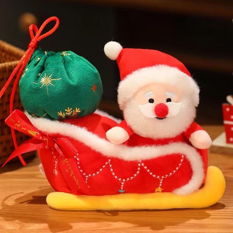 Santa Claus Doll Sleigh Car Penguin Snowman Plush Toy Christmas Desktop Ornament Decoration Gift