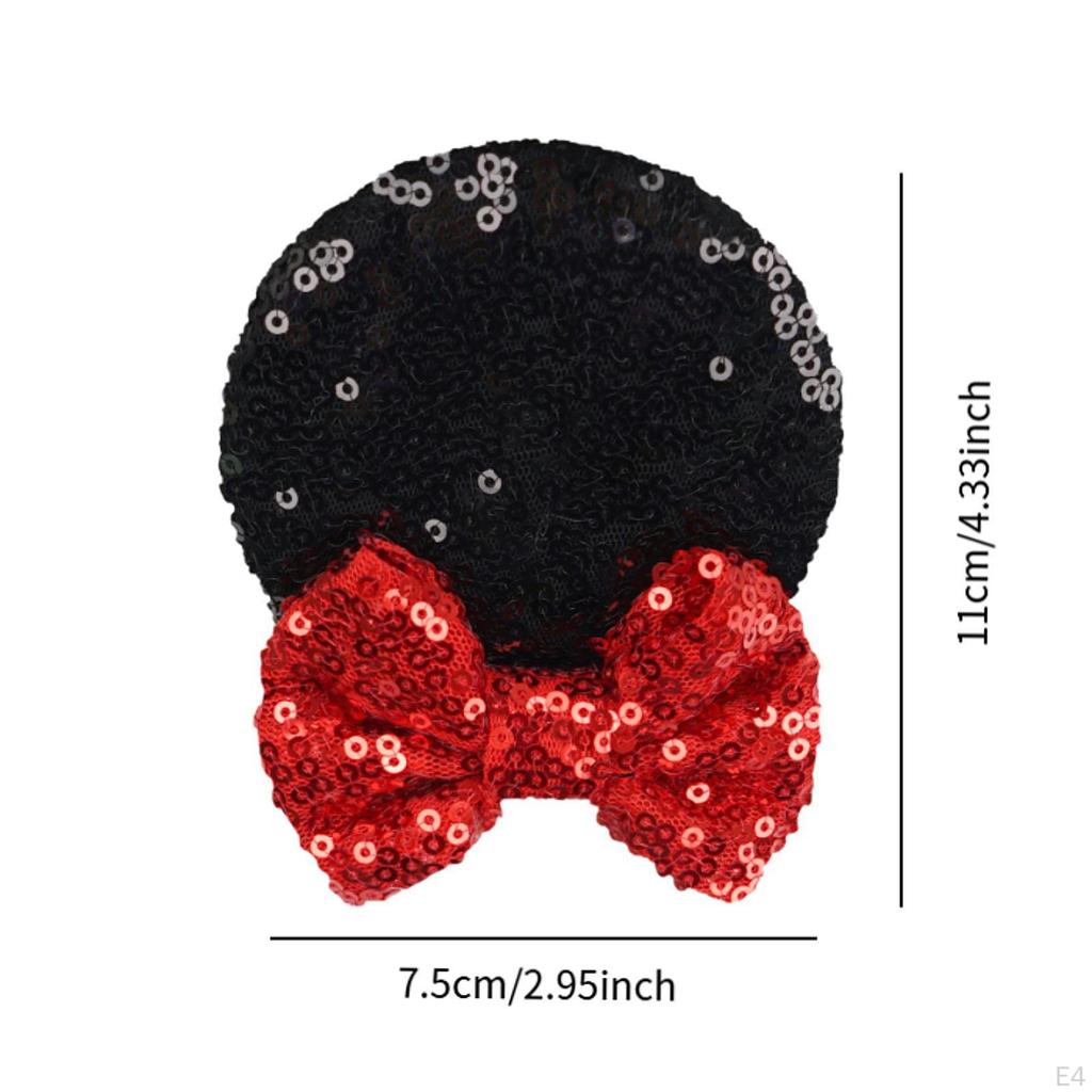 2 Pary Klipsów do Włosów z Uszami Myszy Urocze Myszki z Cekinami do Dekoracji Kostiumu