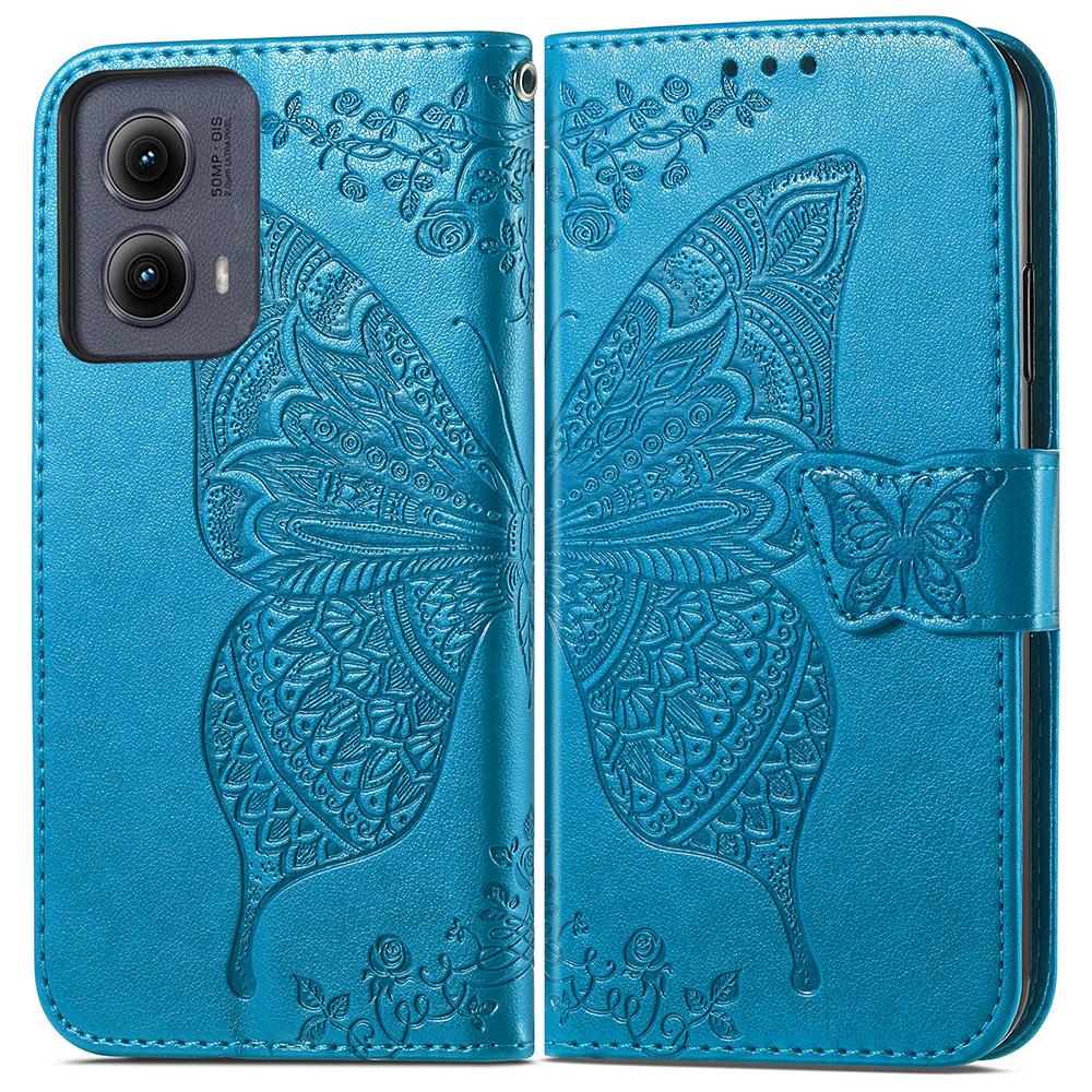 For Motorola Edge (2024) 5G Case PU Leather Wallet Phone Cover Butterfly Pattern