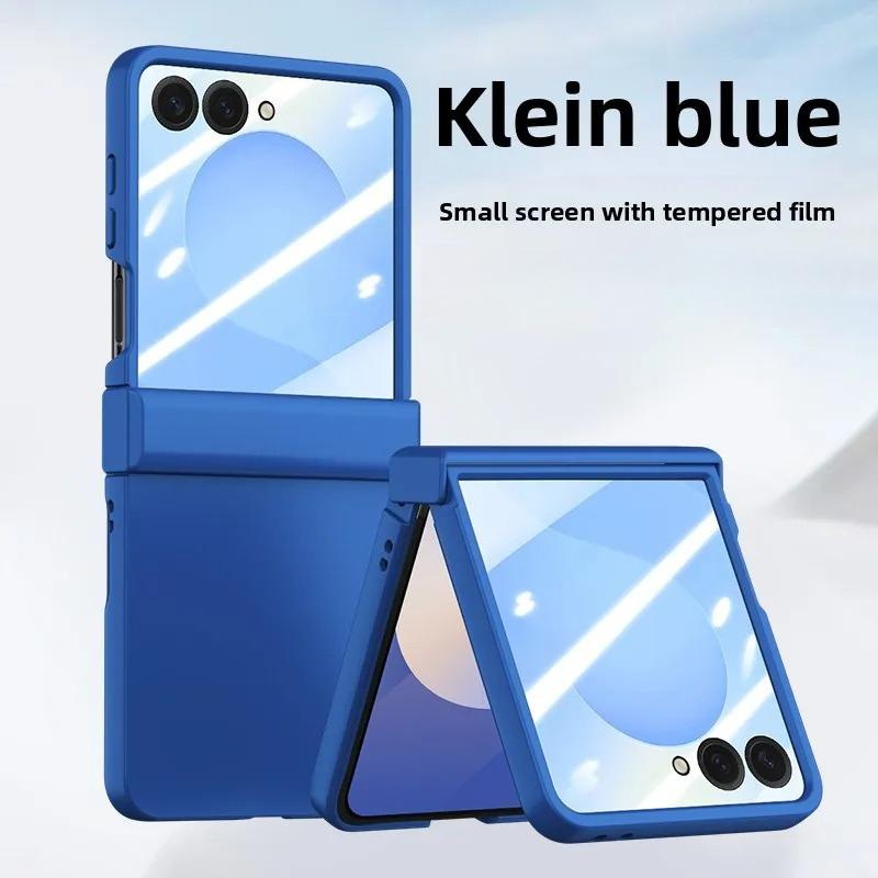 Fashion Candy Color Skin Feel Matte Hinge Protect Case for Samsung Galaxy Z Flip 8 7 6 5 4 3 Tempered Glass Film Anti-drop Cover