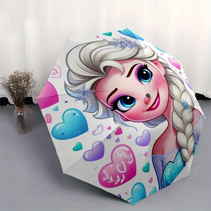 Disney Elsa,Frozen,Hearts Manual Opening and Closing Umbrella, 49-Rib Reinforced Folding Design, Lightweight