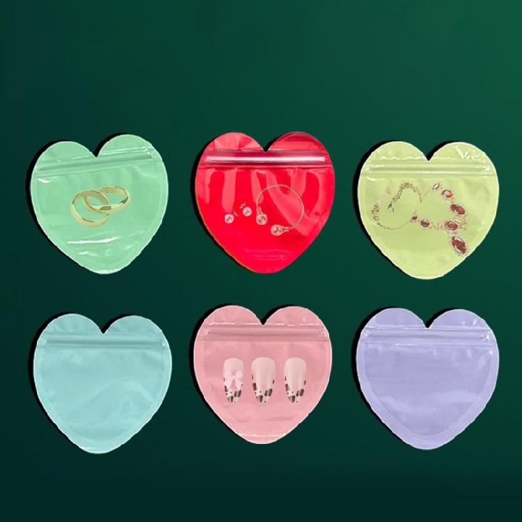 300Pcs Vibranting Color Heart Jewelry Bags Stylish Self Sealing Pouches for Business and Celebration Gifts Wrapping