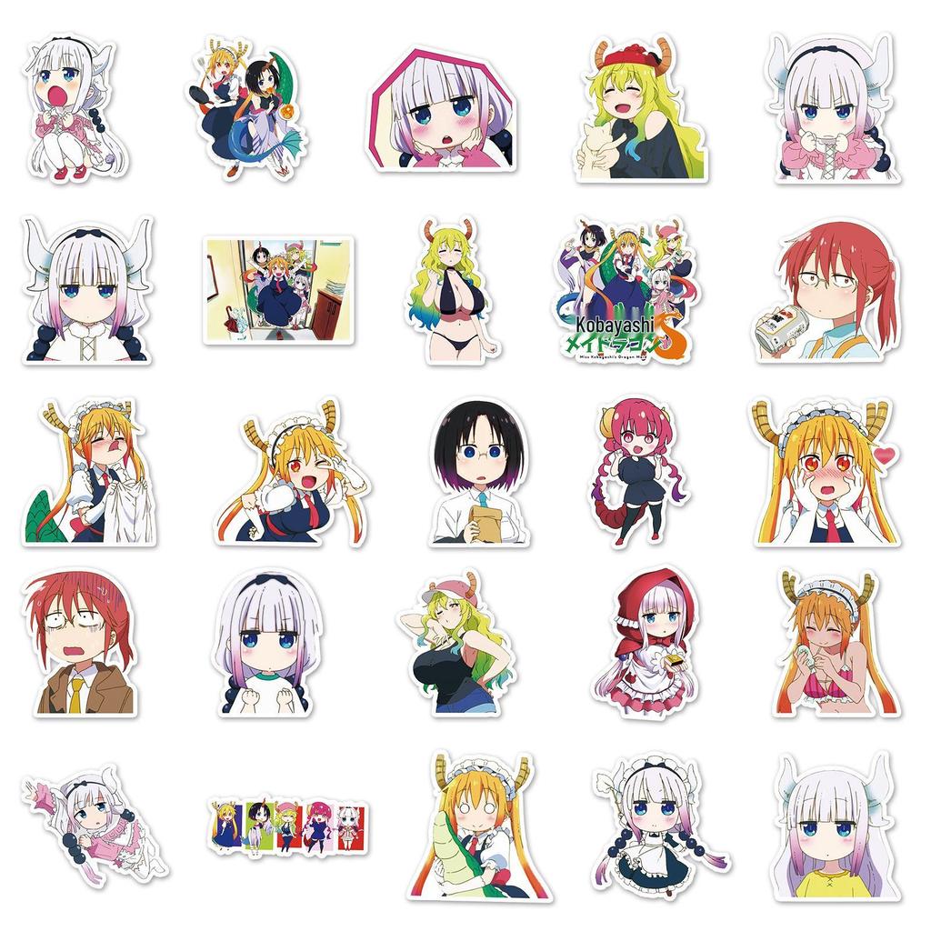 50 Anime Maid Dragon Cartoon DIY Stickers for Skateboards & Luggage