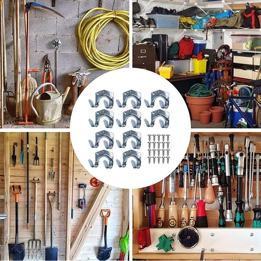 10Pcs Heavy-Duty Wall Hooks Easy Install Multi-Purpose Garden Metal Hooks with Screws Durable Garden Hose Hanger Hanging Plants