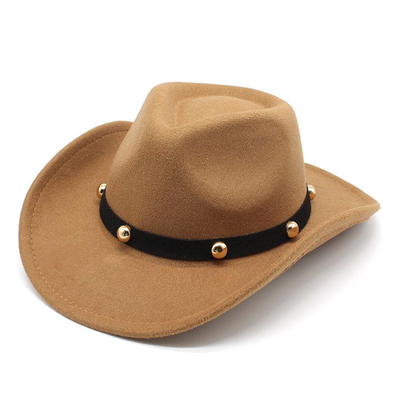 Western Cowboy Hat Woolen Men'S And Women'S Jazz Top Hat Men'S And Women'S Ethnic Style Felt Hat