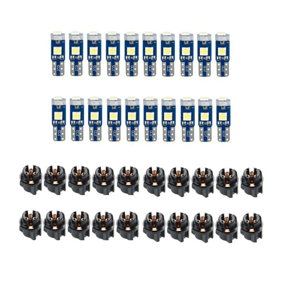 Swagell 20pcs T5 LED Lights for Car Dashboard Panel Gauge Indicator 0-3SMD Light Replacement