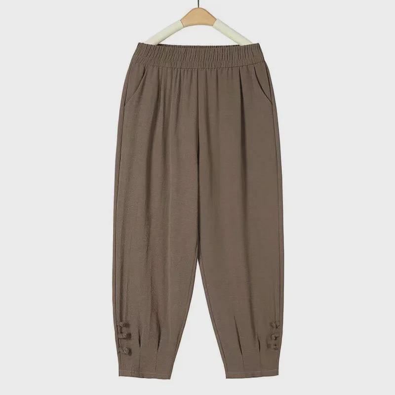 Sommer Dünne Caprihosen mit Hohem Bund für Mittelalte und Ältere Frauen - Locker, Kühl und Atmungsaktiv