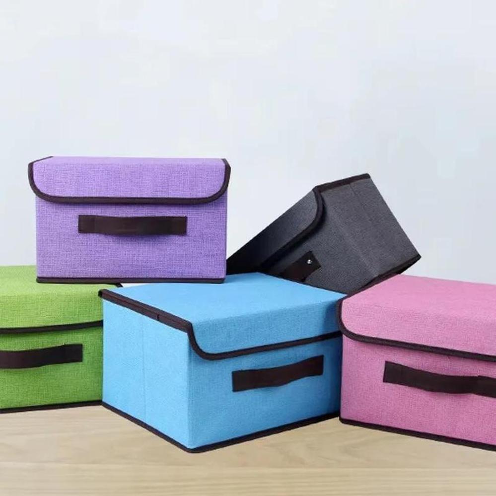 Multifu Large Capacity Foldable Solid Color Fabric Storage Box Non-woven Dust-proof for Dormitory Indoor Use