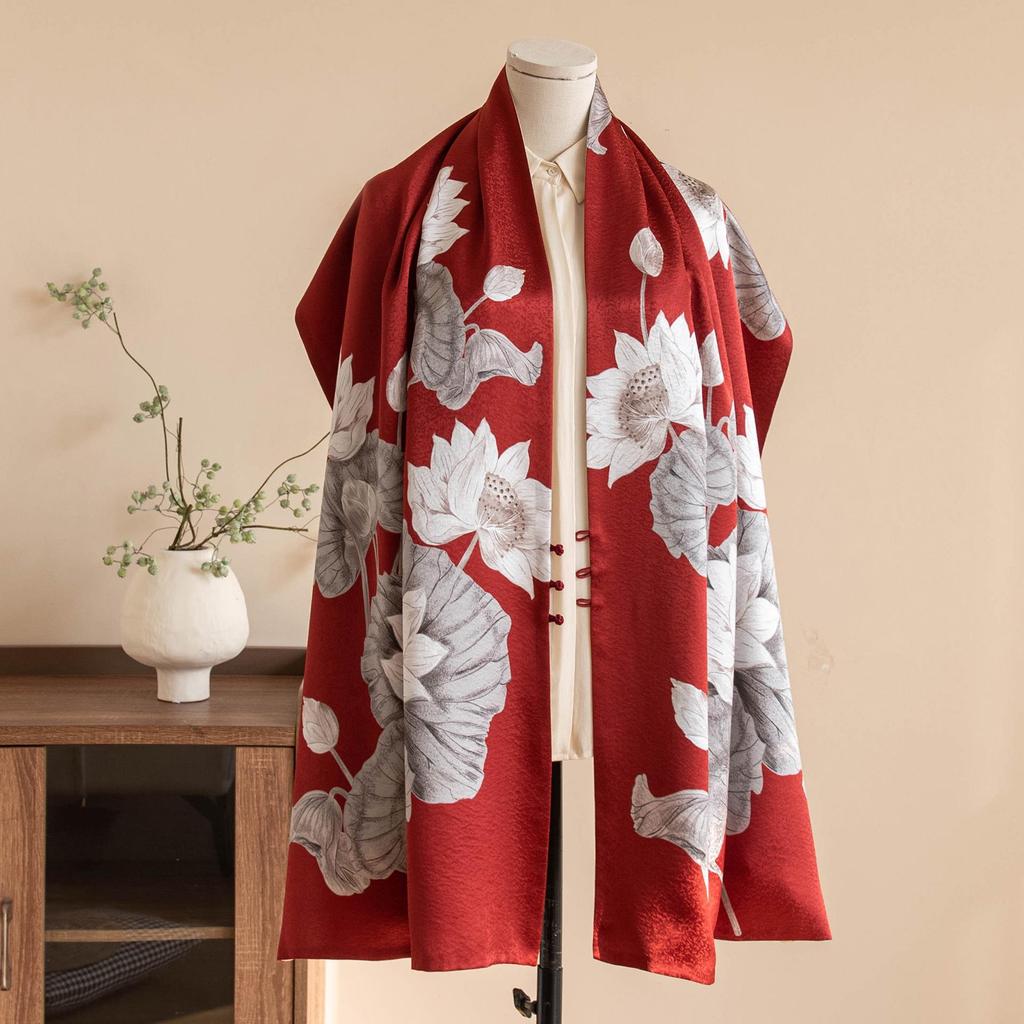 Mulberry Silk Snowflake Scarf: Gift Boxed Qipao Shawl