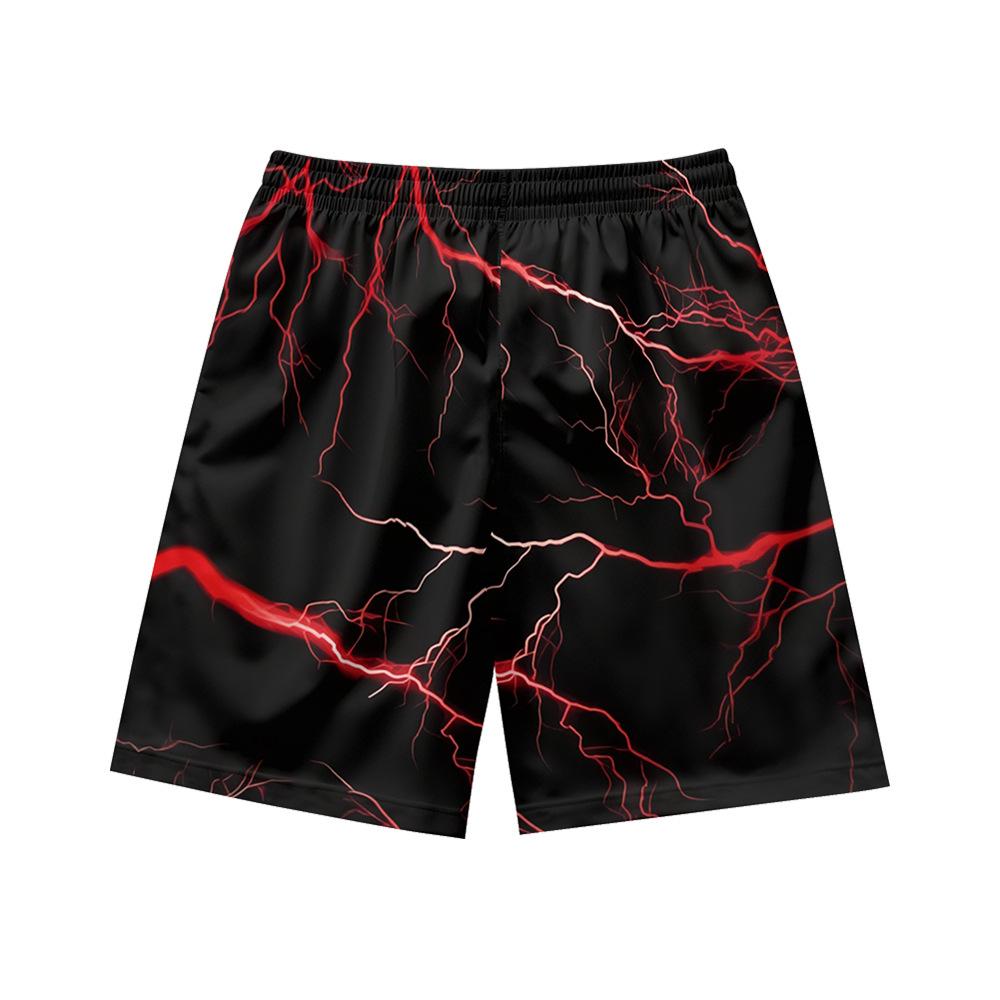 Pantaloncini Casual da Uomo con Elemento Fulmine Oscuro Naturale Europeo e Americano Pantaloni da Spiaggia