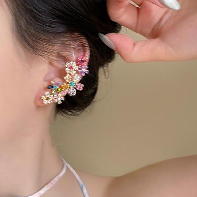 Boucles d'oreilles romantiques colorées en zircon en forme de fleur pour femmes et filles, boucles d'oreilles exquises en forme de fleur en goutte d'eau douce, bijoux de fête, cadeaux