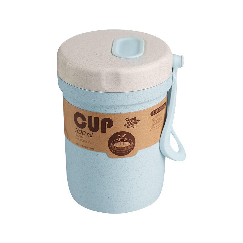 300ML Coffee Cups with Lids Portable Cute Leakproof Reusable Tea Juice Soap Mugs Food Thermal Jar Wheat Straw Travel Drinkware