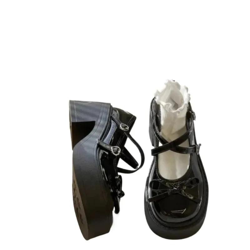 High Heel Square Heel Mary Janes Round Toe Slip-on  High Quality Ladies Shoes Spring/autumn Solid Dress Shallow Pumps