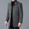 New Spring and Autumn Dad Men's Coat Medium and Long Casual Lapel Wool Trench Coat Middle-aged and Elderly Coat